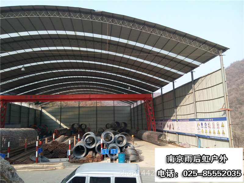 南京钢筋棚制作厂家 带轨道彩钢棚活动钢筋加工蓬钢结构物流存放挡