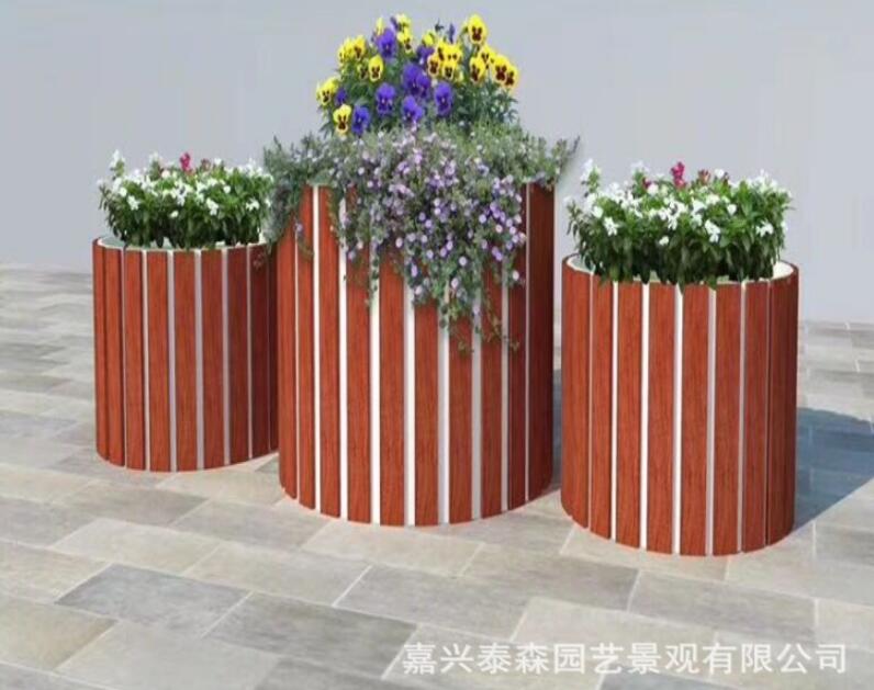 PVC花瓶厂家批发定制户外园艺景观圆形城市道路隔离环保花器