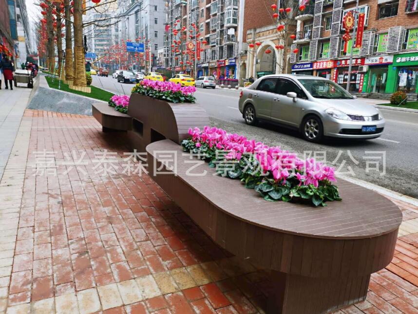 厂家批发定制-户外塑料链条座椅组合花箱马路景观绿化花箱